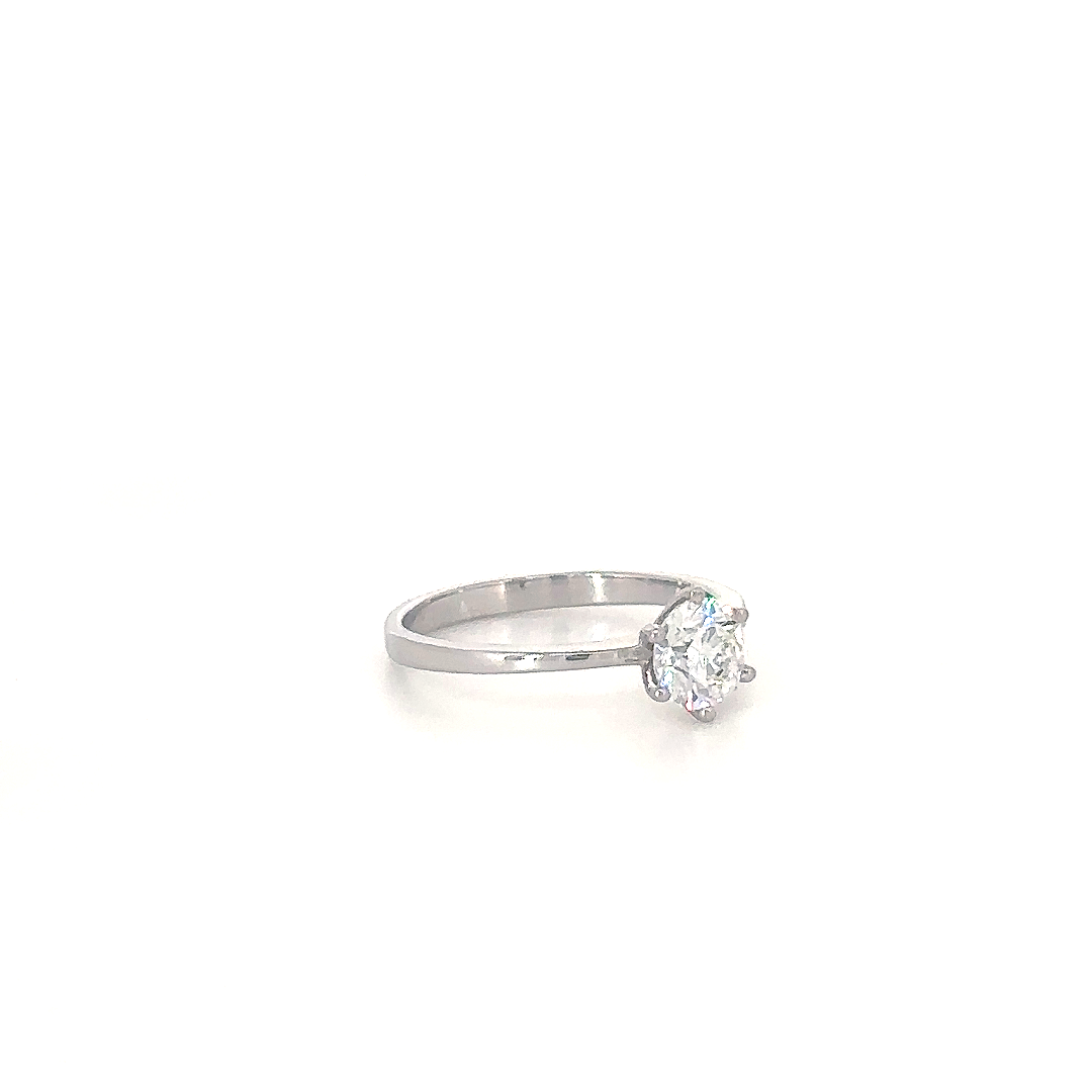 Silver Round-Cut Solitaire Ring