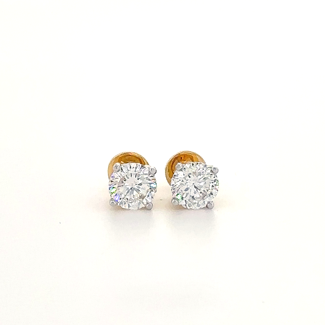 Gold & Silver Dual-Tone Stud Earrings