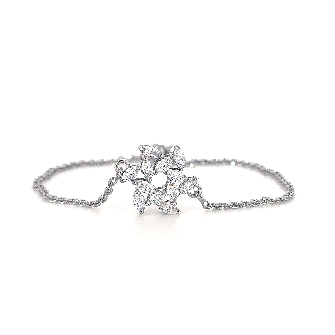 Silver Floral Cluster Bracelet