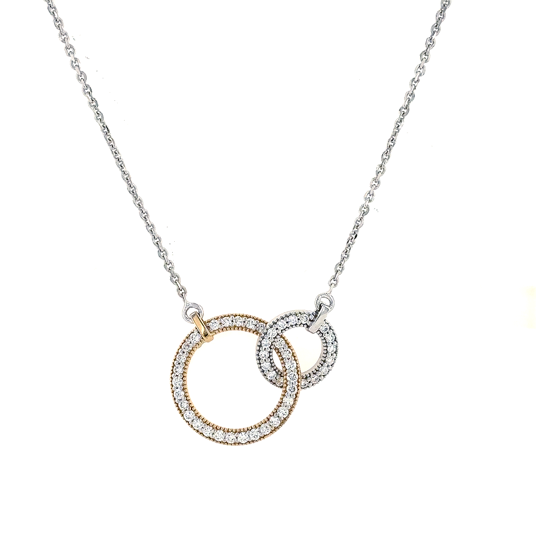 Silver Interlocking Hoop Pendant Necklace