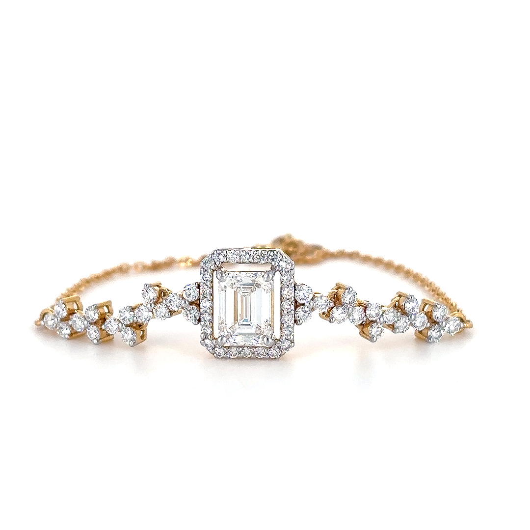 Gold Emerald-Cut Statement Bracelet