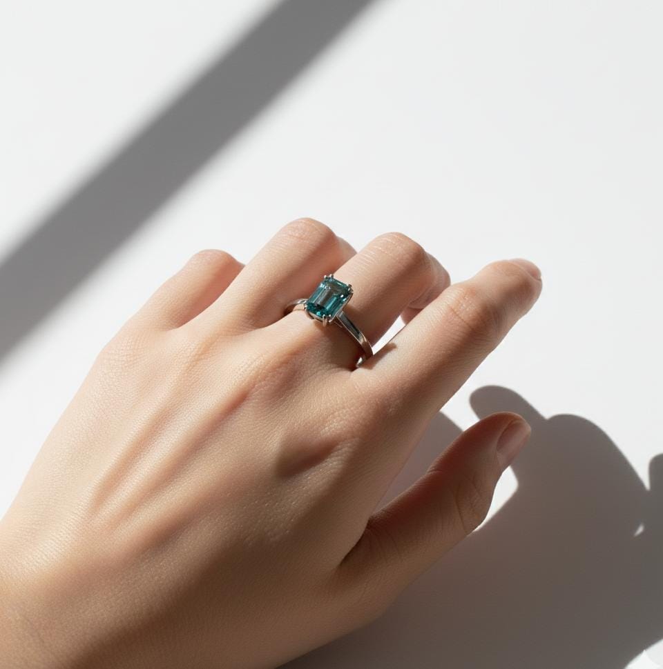 Silver Minimal Solitaire Ring