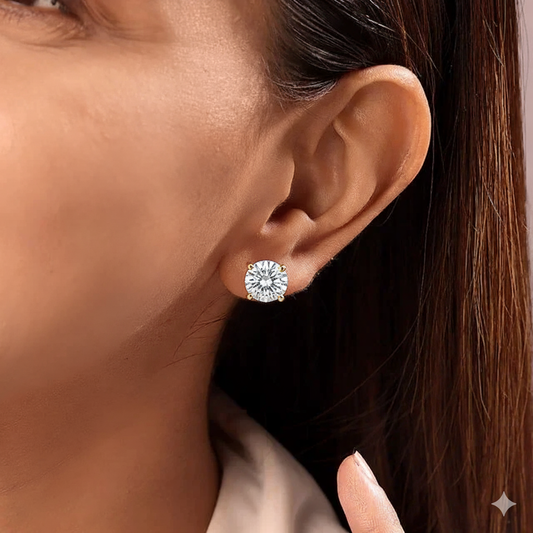 Gold & Silver Dual-Tone Stud Earrings