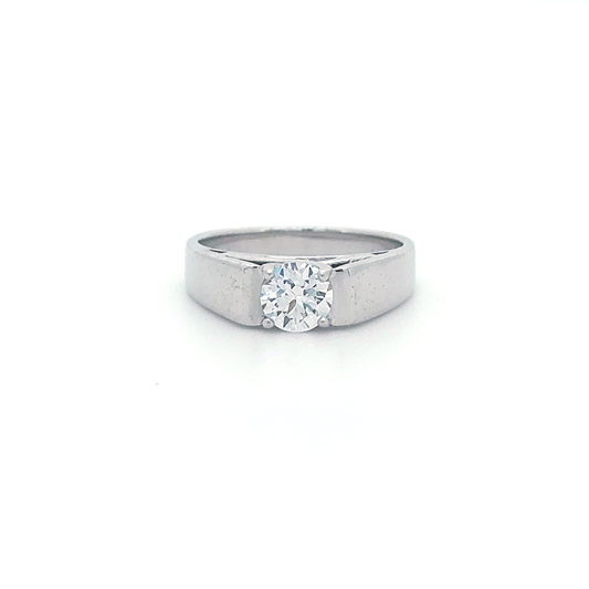 Classic Solitaire Diamond Ring – White Gold Finish
