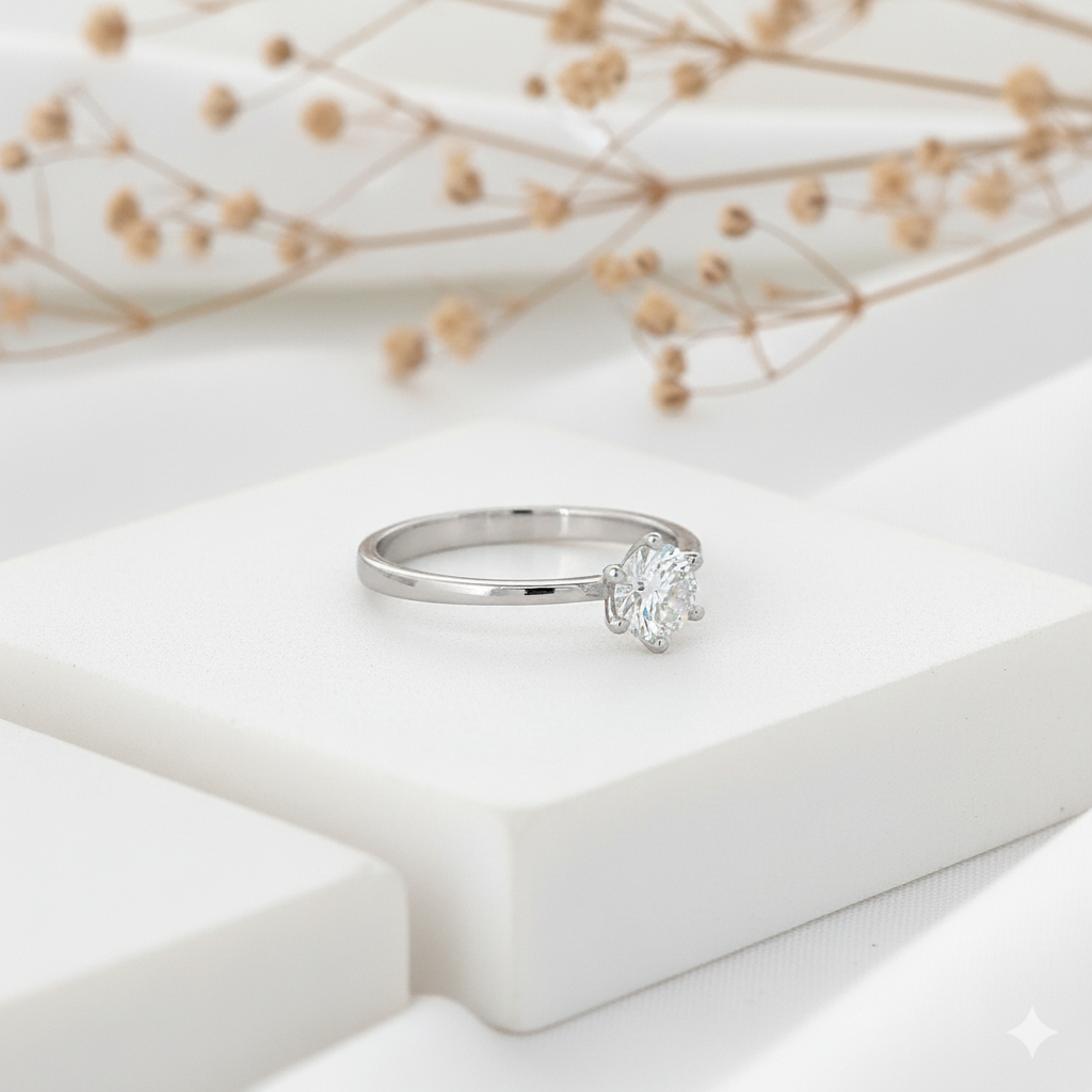 Silver Classic Solitaire Ring