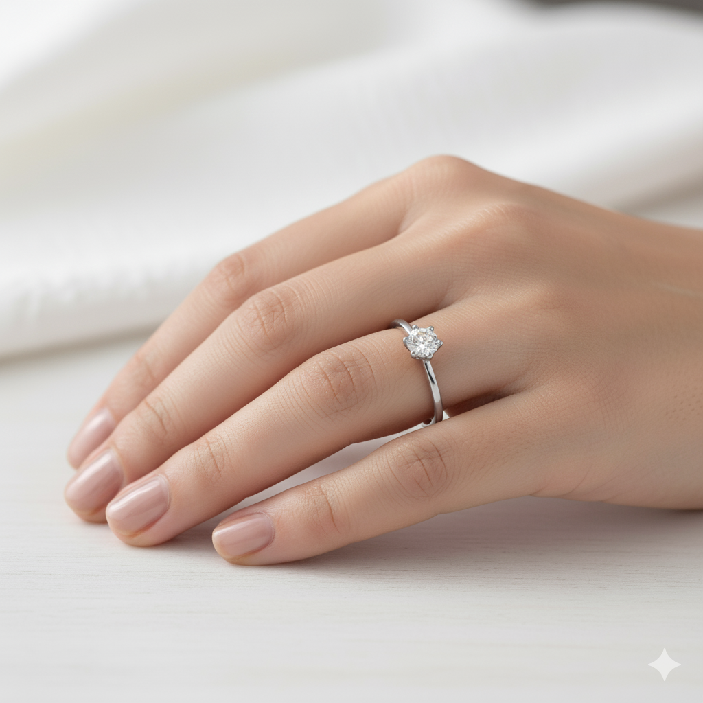 Silver Round-Cut Solitaire Ring
