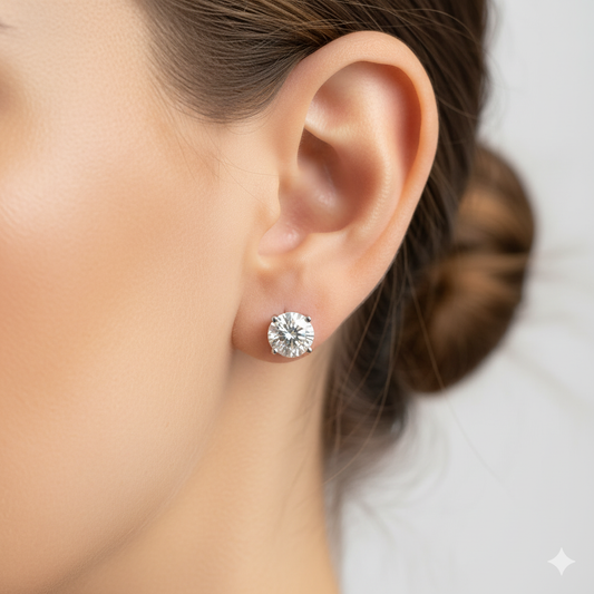 Silver Round Cluster Stud Earrings