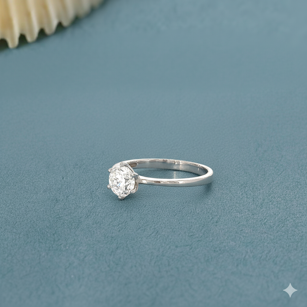 Silver Round-Cut Solitaire Ring