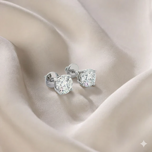 Silver Round Stud Earrings