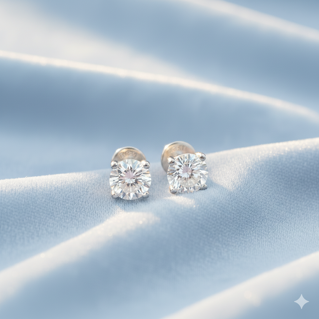 Silver Round Cluster Stud Earrings