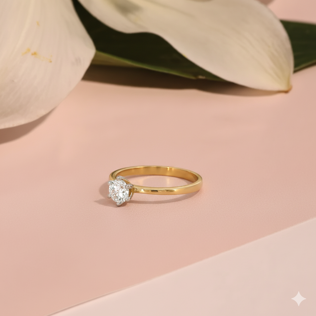 Gold Elegant Solitaire Ring