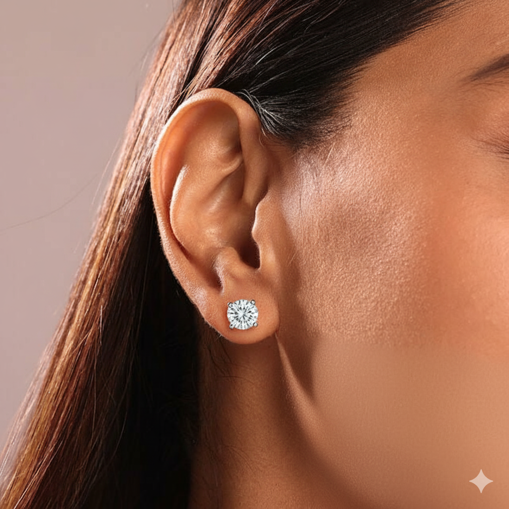 Silver Round Stud Earrings