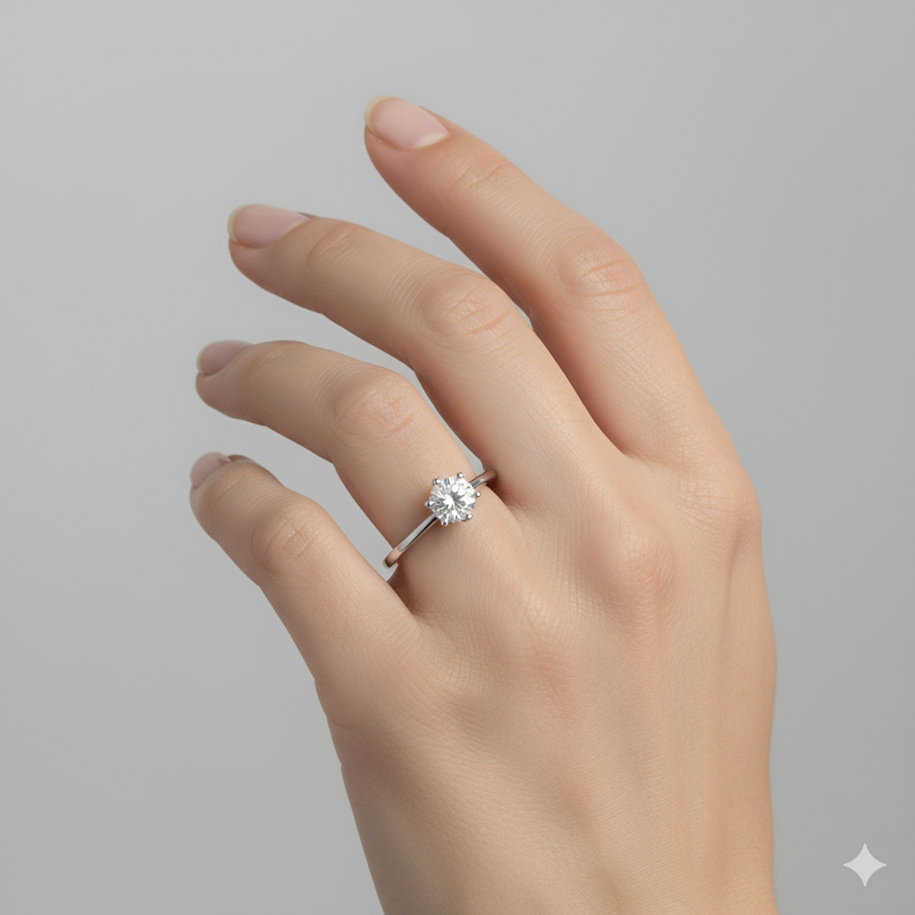 Silver Minimal Solitaire Ring