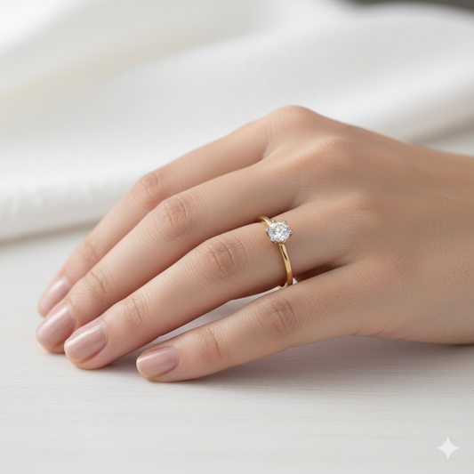 Gold Elegant Solitaire Ring