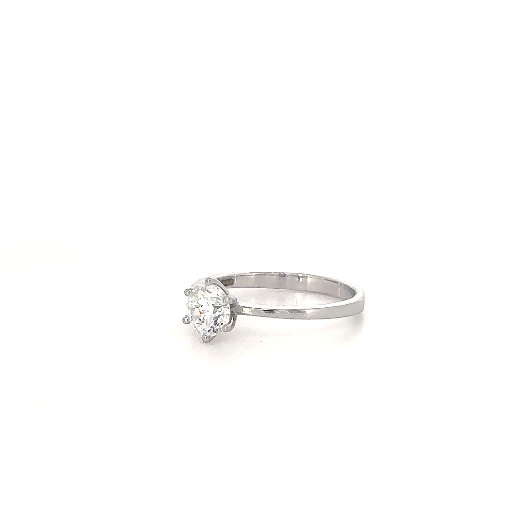 Silver Round-Cut Solitaire Ring