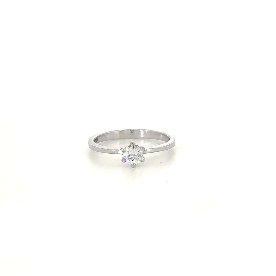 Silver Minimal Solitaire Ring