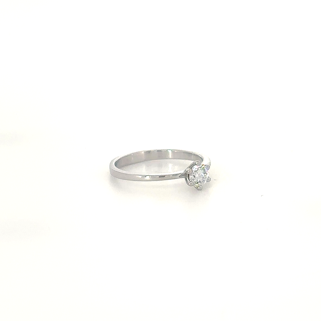 Silver Minimal Solitaire Ring
