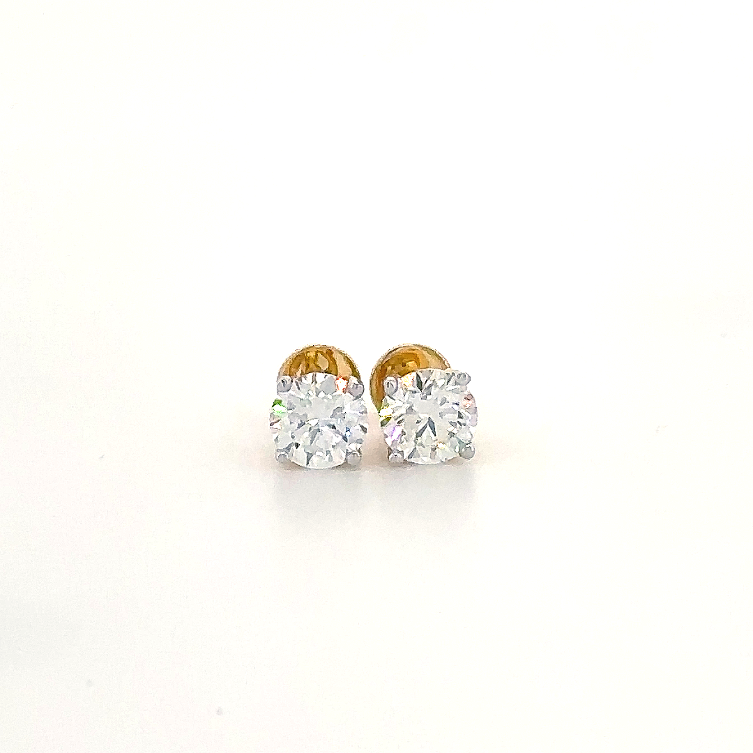 Gold-Tone Diamond Stud Earrings