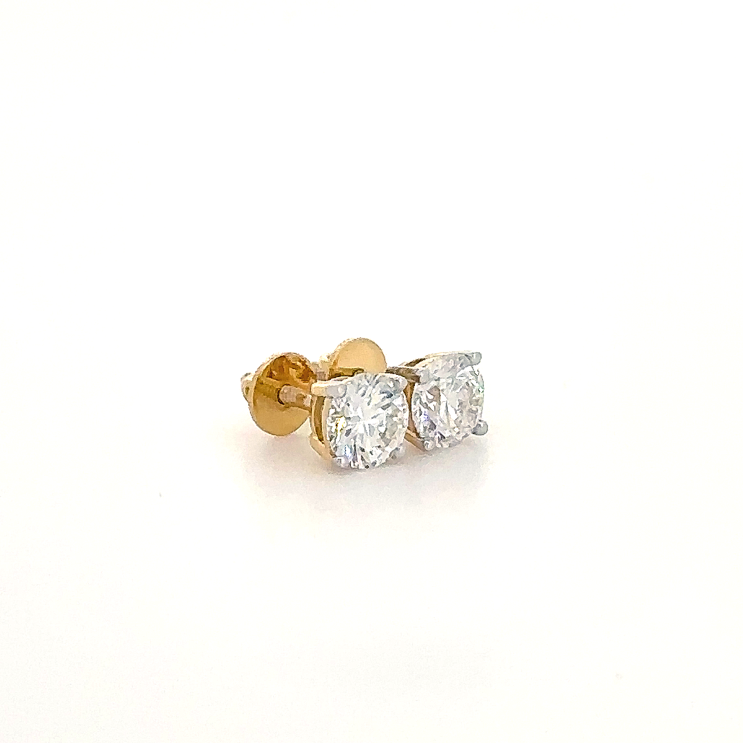 Gold-Tone Diamond Stud Earrings