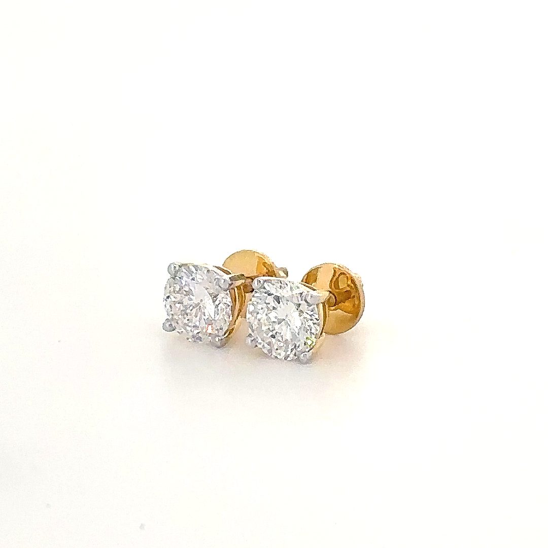 Gold & Silver Dual-Tone Stud Earrings