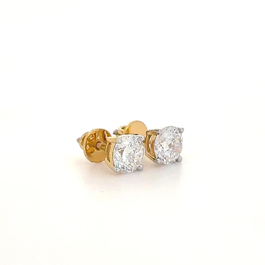 Gold & Silver Dual-Tone Stud Earrings