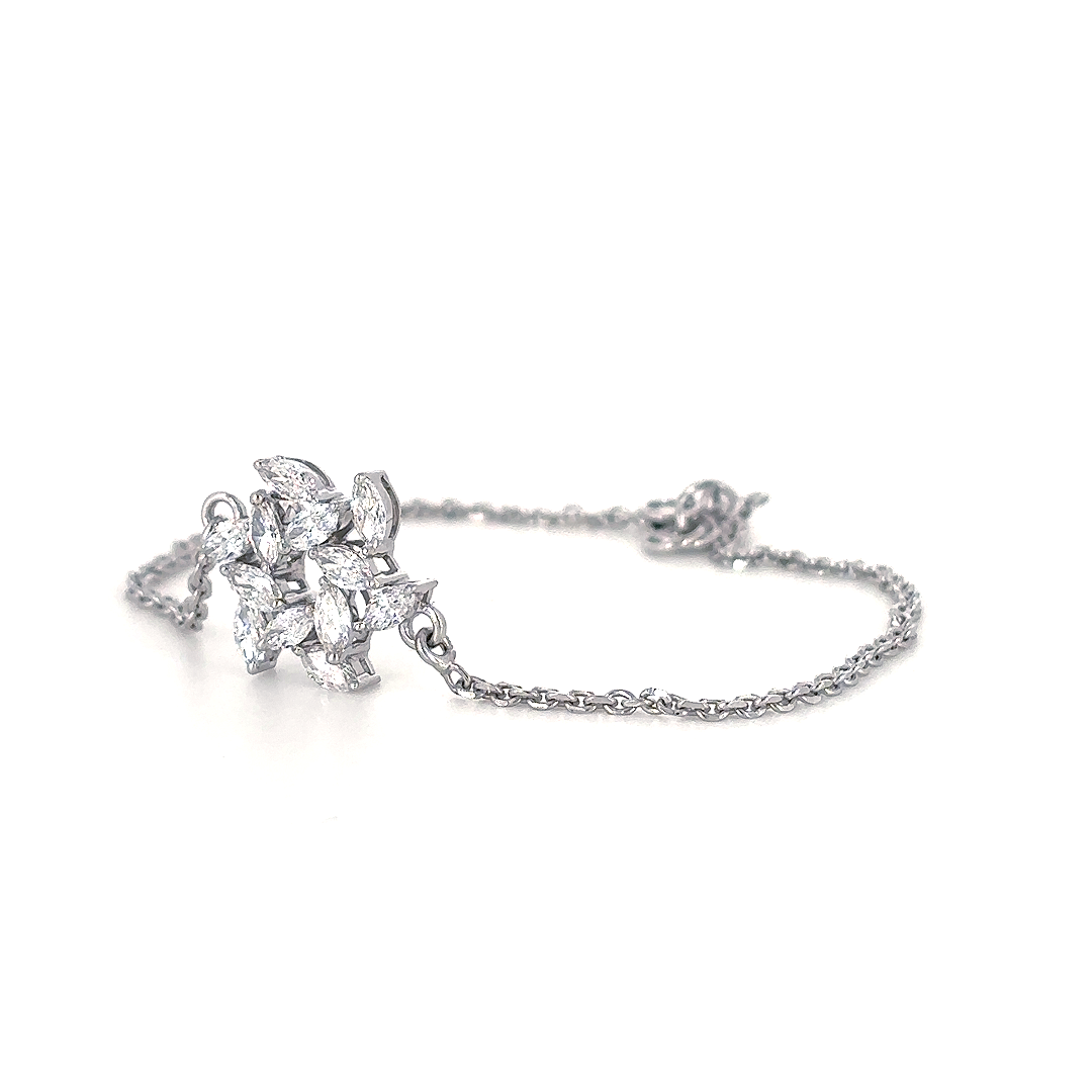 Silver Floral Cluster Bracelet