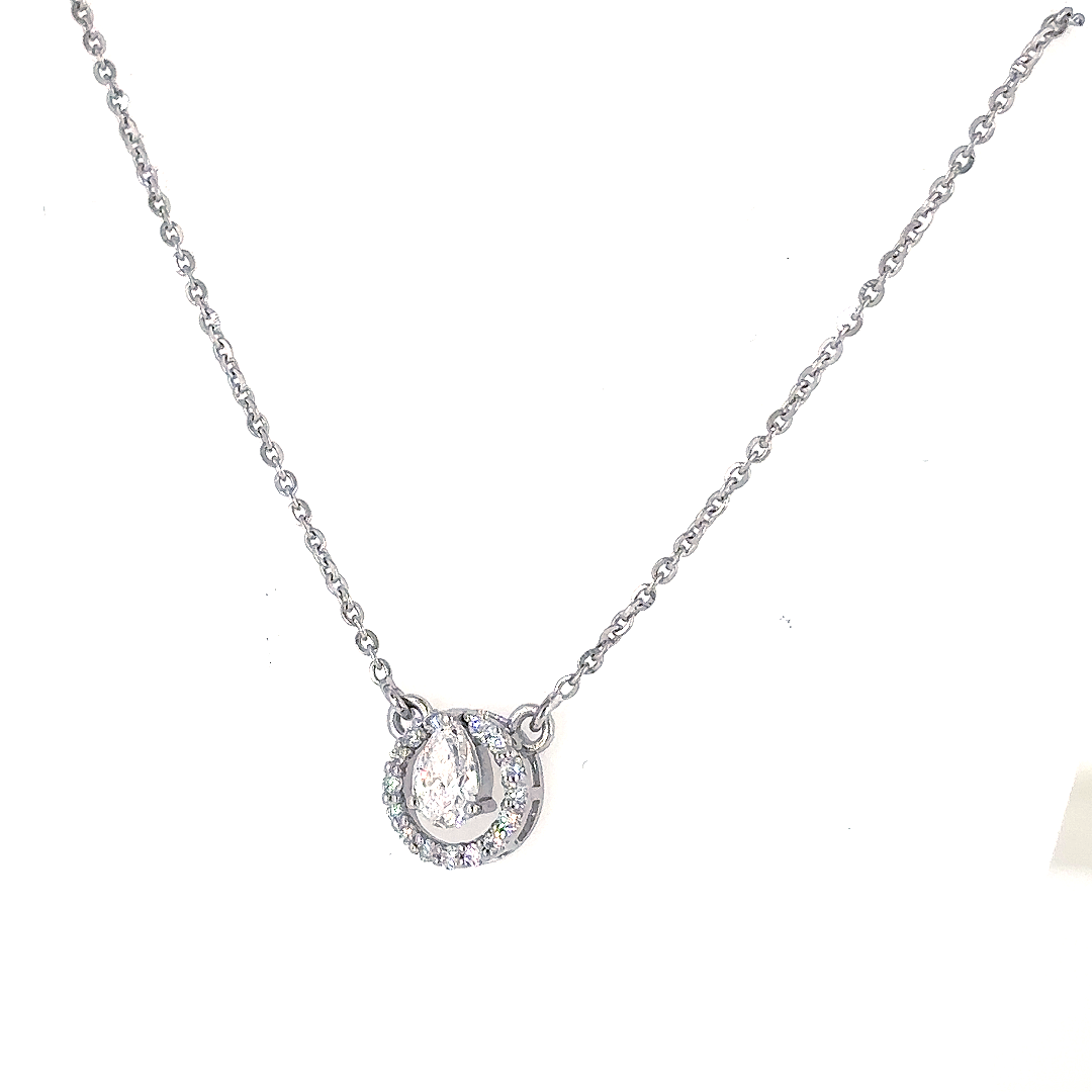 Silver Halo Circle Pendant Necklace