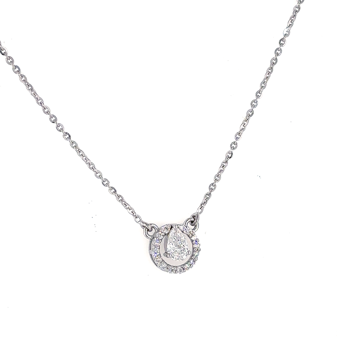 Silver Halo Circle Pendant Necklace