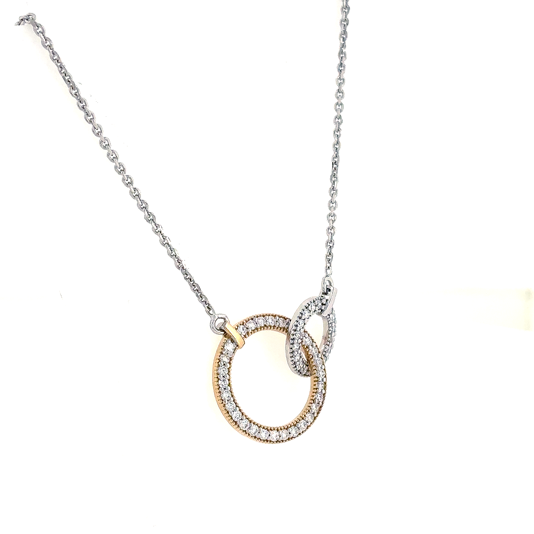 Silver Interlocking Hoop Pendant Necklace