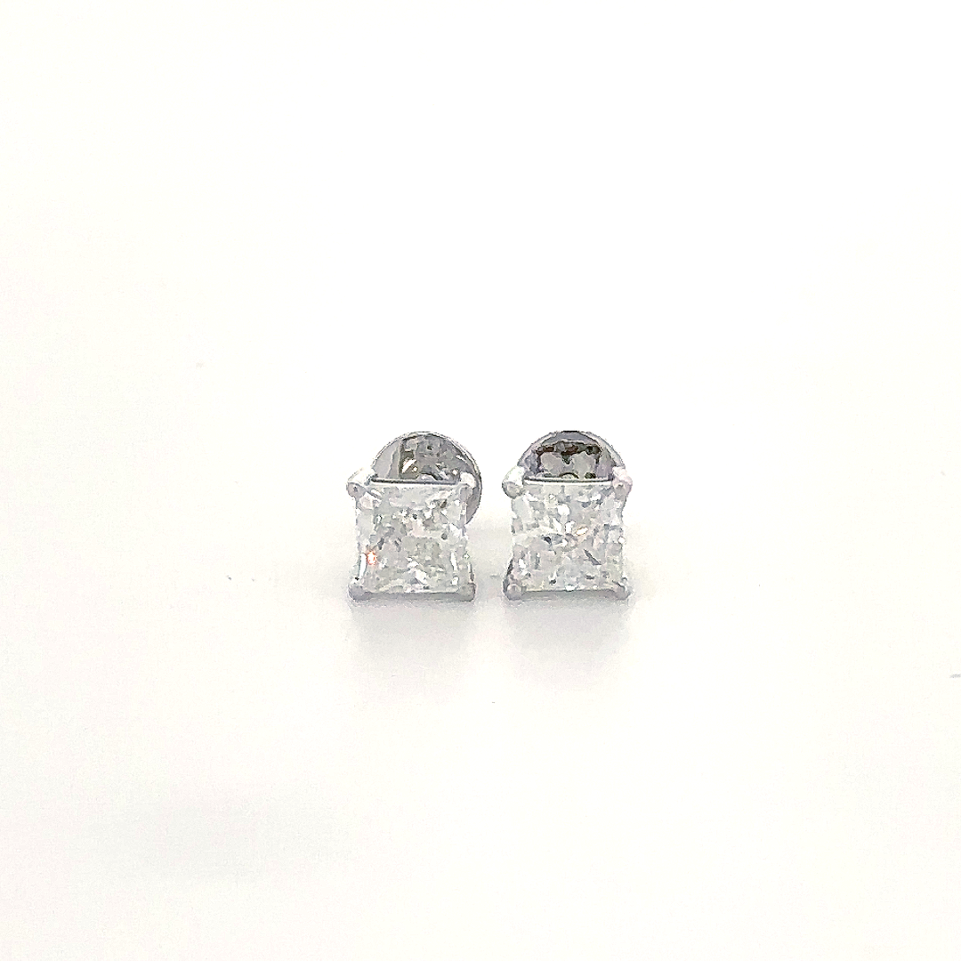 Silver Cushion-Cut Stud Earrings