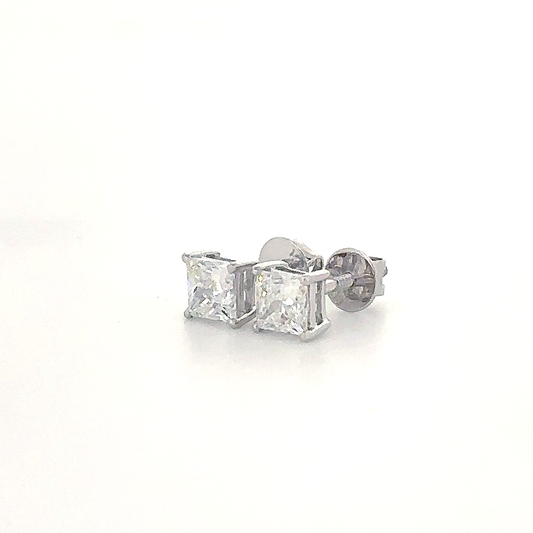 Silver Cushion-Cut Stud Earrings