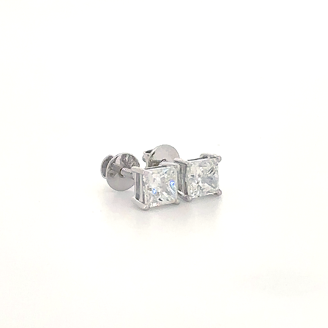 Silver Cushion-Cut Stud Earrings