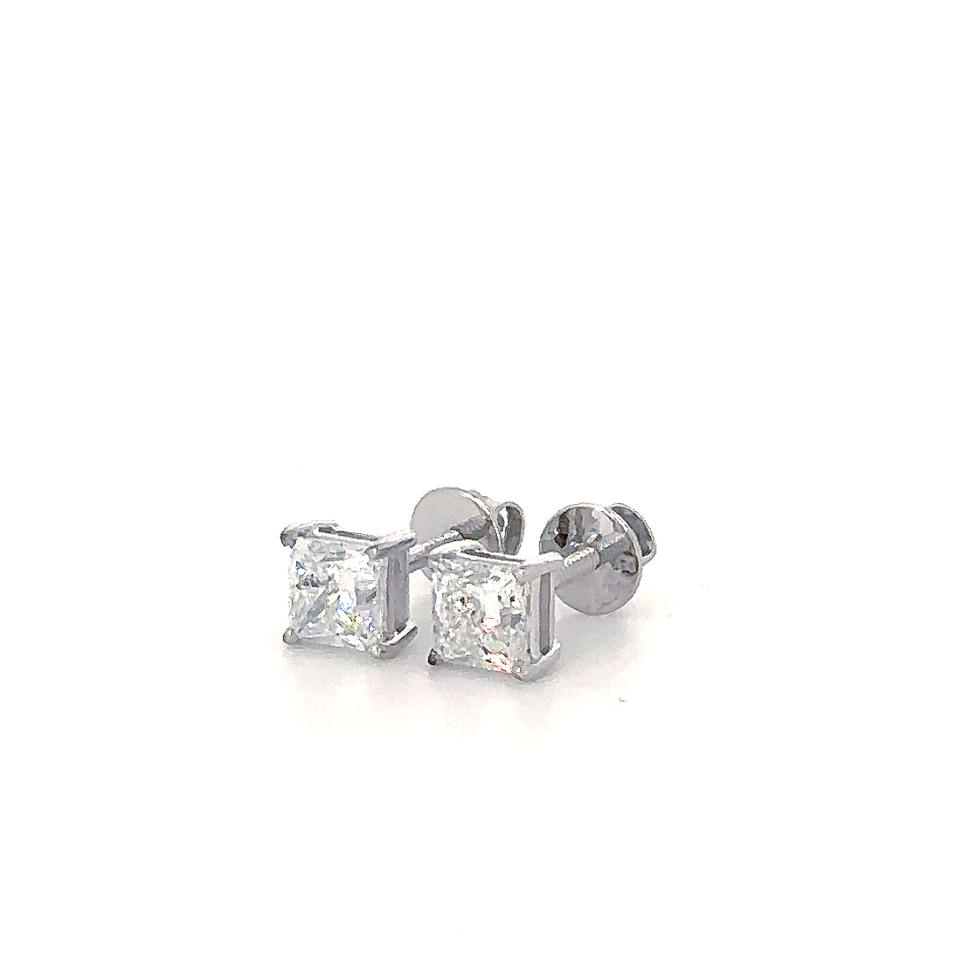Silver Square Cluster Stud Earrings