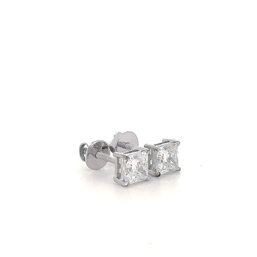 Silver Square Cluster Stud Earrings