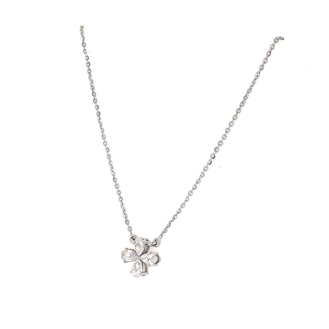 Silver Floral Pendant Necklace