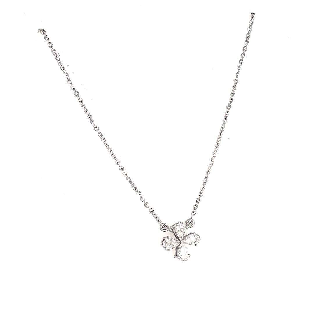 Silver Floral Pendant Necklace