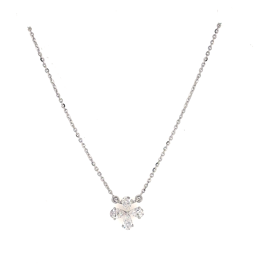 Silver Floral Pendant Necklace