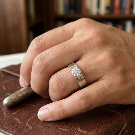 Classic Solitaire Diamond Ring – White Gold Finish