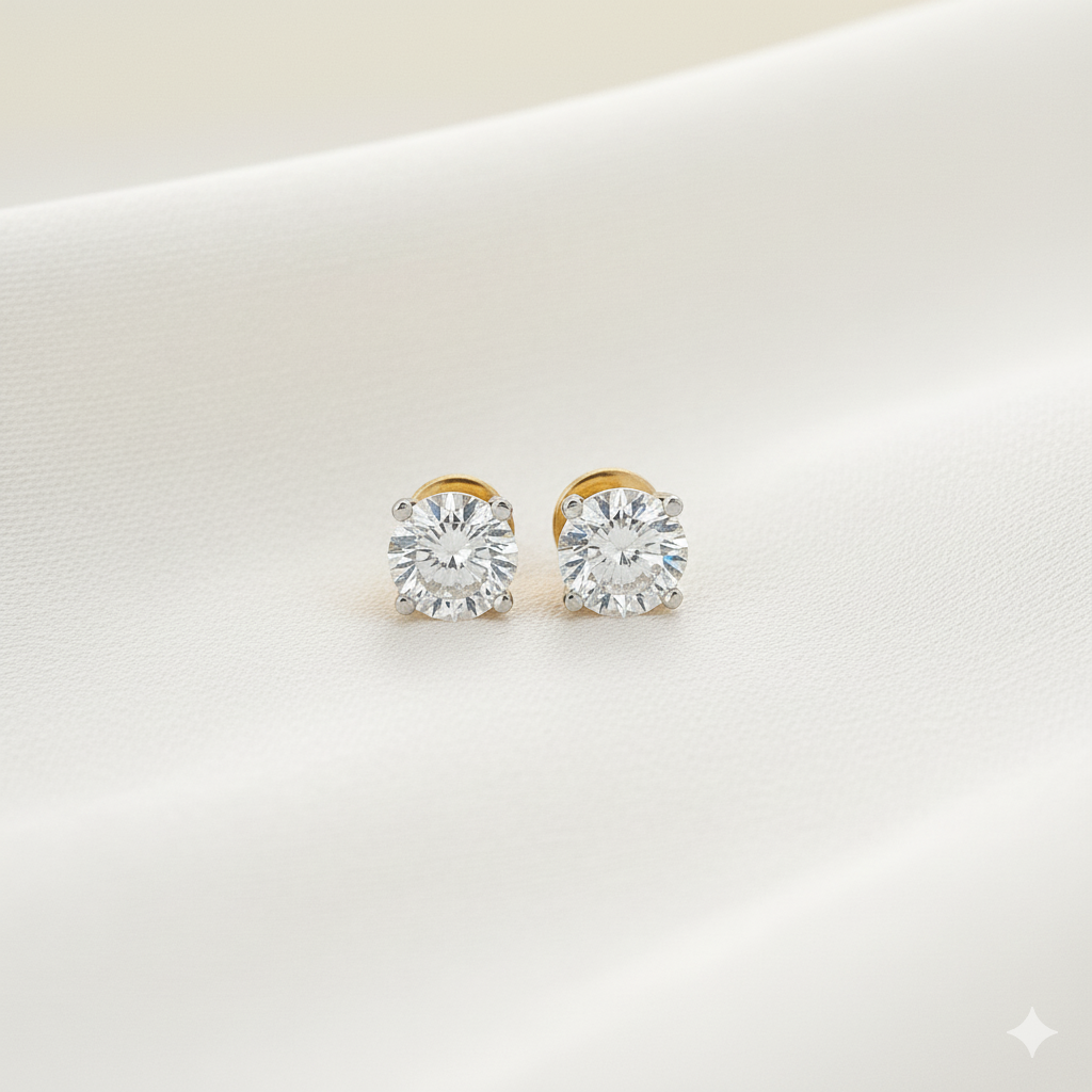 Gold & Silver Dual-Tone Stud Earrings