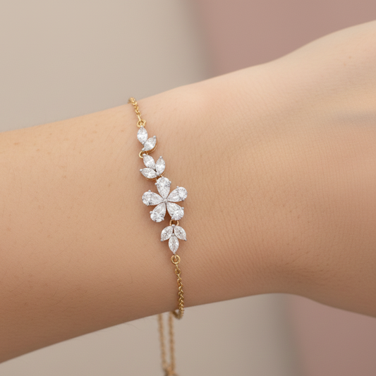 Gold Crystal Cluster Bracelet