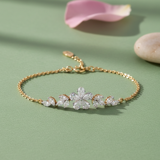 Gold Crystal Cluster Bracelet