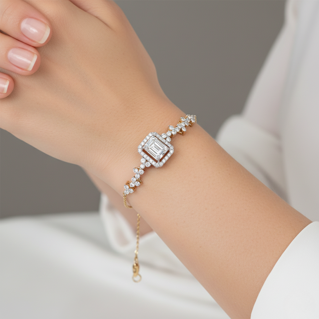 Gold Emerald-Cut Statement Bracelet