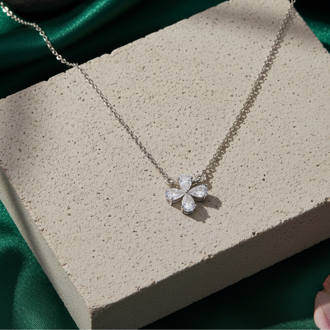Silver Floral Pendant Necklace