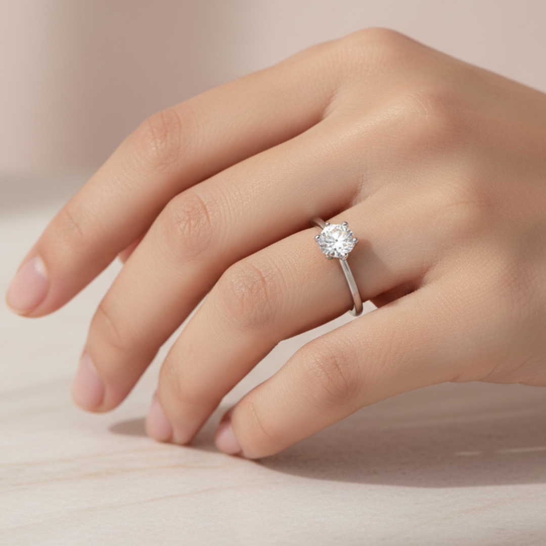 Silver Solitaire Ring