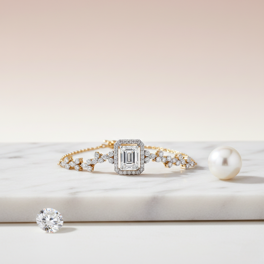 Gold Emerald-Cut Statement Bracelet