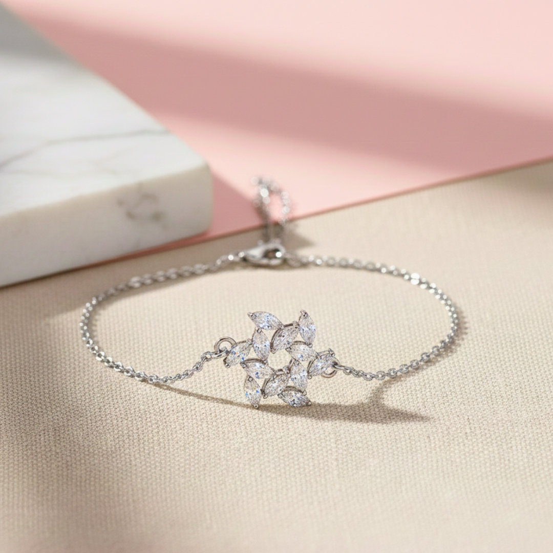 Silver Floral Cluster Bracelet