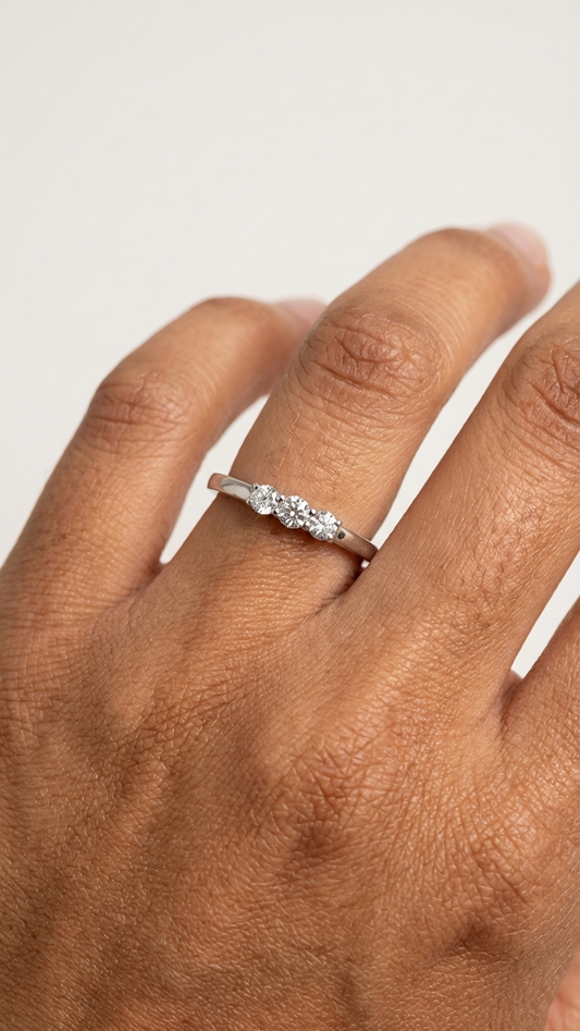 Delicate Diamond Band Ring – White Gold Finish