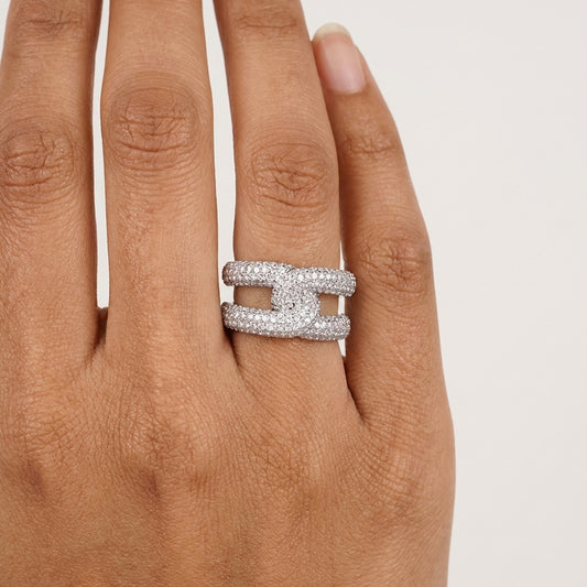 Statement Pavé Diamond Ring – Contemporary Design