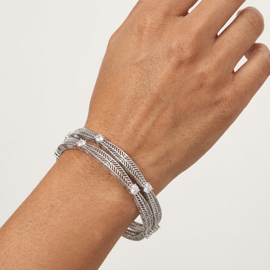 Diamond Bangle – White Gold Finish